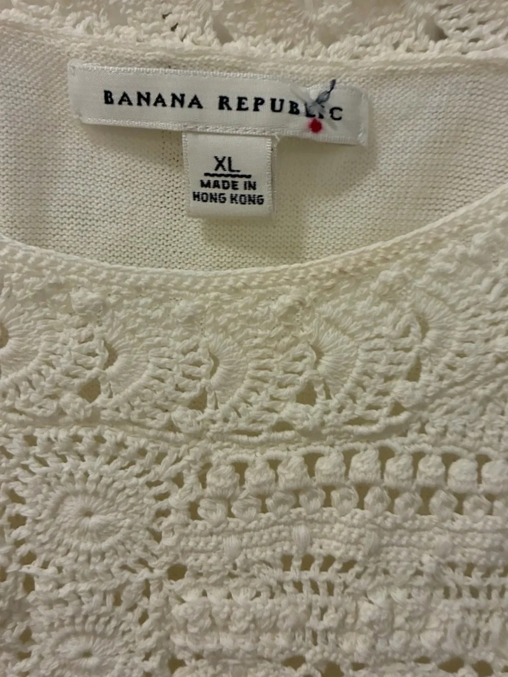 Banana Republic Women's Cream Crochet Peasant Top Size XL